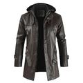 Herren PU-Lederjacke Kunstleder Mantel Motorrad Biker Mode Stil Winter lässig täglich Outdoor Arbeitstasche schwarz braun warme Kapuzenjacke Outwear Tops