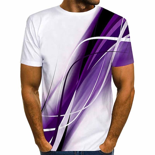 Herren Grafik Hemd T Shirt Kurzarm T-Shirt 3D-Druck Rundhals Hemd Streetwear Täglich Ausgehen Blau Gelb Rote Bekleidung Normal S M L XL XXL 3XL 4XL Image