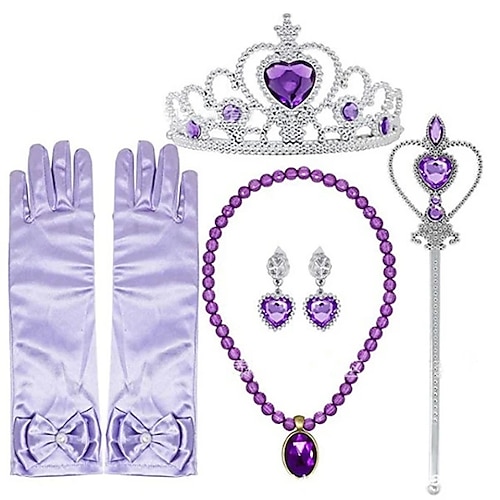 Schneekönigin Prinzessin Elsa Handschuhe Halskette Outfits Mädchen Kinder Kindertag Maskerade Image