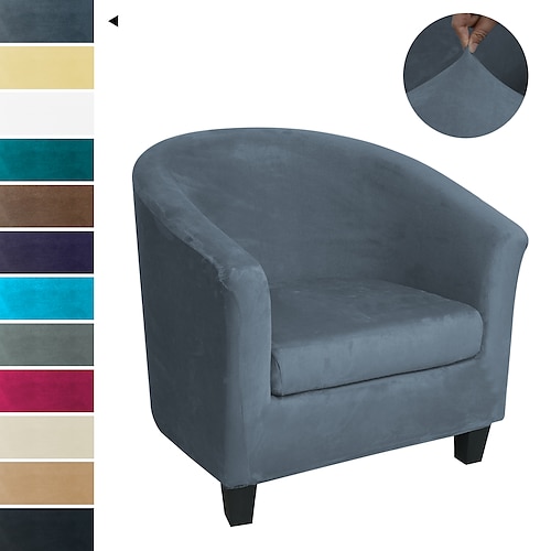 Stretch-Samt-Clubstuhlbezug, Fassstuhl-Schonbezug, elastischer Sessel, Einzelsofabezug, Fass-Wannenstuhl für Café, Hotel, Café, grenzüberschreitend, weich, langlebig, waschbar Image