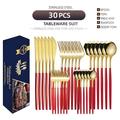 30-teiliges Besteck-Set aus Edelstahl, Premium-Messer, Gabel, Löffel, Eistee-Löffel-Set, spülmaschinenfest für Zuhause, Küche, Hotel, Restaurant, Party, Bier, Festival, Erntedankfest, Ostern,