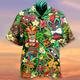 Herren-Hemd-Set Button-Down-Oberteile Kurzarm Outdoor Straße Cartoon Turndown Regenbogen Mode Hawaiianisch Komfortabel Strand / Sommer / Sommer