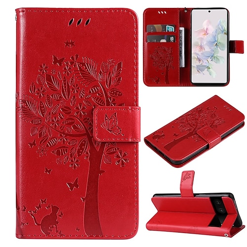 Handy Hülle Handyhüllen Für Google Pixel 7 Pro Pixel 6 Brieftasche Kartenetui mit Handschlaufe Steckplätze für Kartenhalter Magnetischer Flip Einfarbig TPU PU-Leder Image