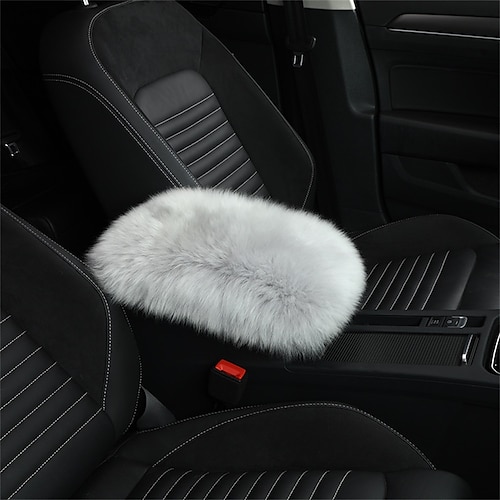 Auto Mittelkonsole Abdeckung Polster Universal echtes Schafsfell Autositzarmlehne Abdeckung flauschiger Schutz