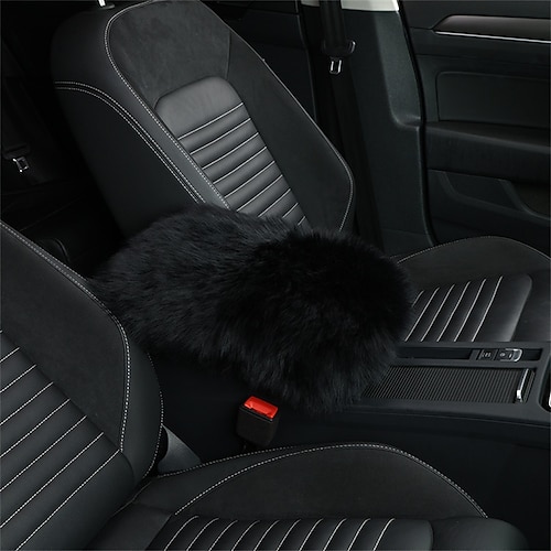 Auto Mittelkonsole Abdeckung Polster Universal echtes Schafsfell Autositzarmlehne Abdeckung flauschiger Schutz