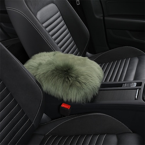 Auto Mittelkonsole Abdeckung Polster Universal echtes Schafsfell Autositzarmlehne Abdeckung flauschiger Schutz Image