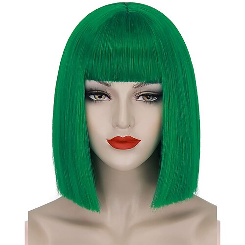 Karnevalsperücke 2026 Rosa Rot Schwarz Glatt Bob Kurz 12 Zoll Synthetische Festivalperücke Karneval Parade Cosplay-Kostümfrisur für Damen Image