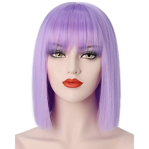 Karnevalsperücke 2026 Rosa Rot Schwarz Glatt Bob Kurz 12 Zoll Synthetische Festivalperücke Karneval Parade Cosplay-Kostümfrisur für Damen Image