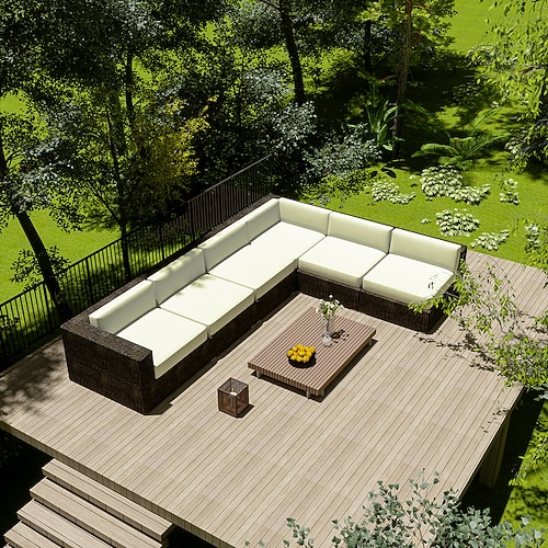 2 Stück Terrassenkissenbezüge, 100 % wasserdichter Outdoor-Sofa-Sitzbezug aus Korbgeflecht, wasserdichter Couch-Schonbezug, Oxford-Geflecht-Stuhlbezug, Möbelschutz Image