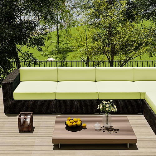 2 Stück Terrassenkissenbezüge, 100 % wasserdichter Outdoor-Sofa-Sitzbezug aus Korbgeflecht, wasserdichter Couch-Schonbezug, Oxford-Geflecht-Stuhlbezug, Möbelschutz Image
