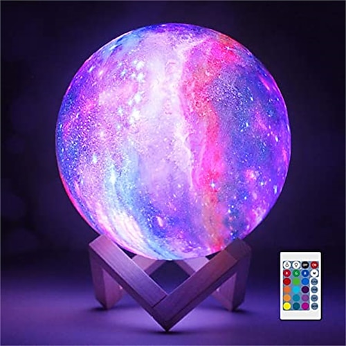 3D-Mondlampe 16 Farben ändern Galaxie Mond LED-Nachtlicht USB-Fernbedienungamp;Touch Control Geschenke für Mädchen Jungen Kinder Frauen Geburtstag Image