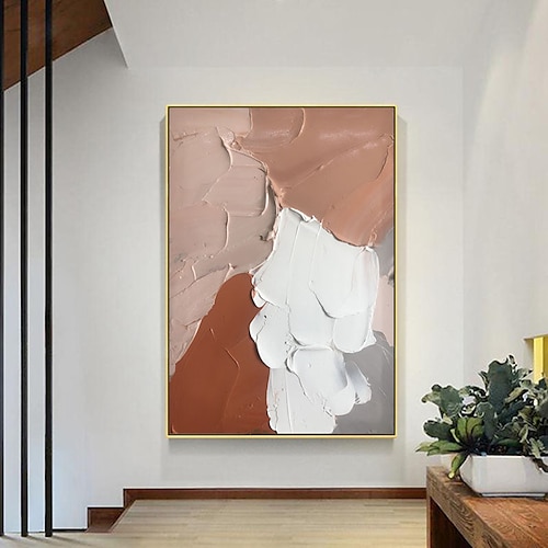 Handgefertigtes, handgemaltes Ölgemälde, Wandkunst, groß, Original, beige, abstraktes Gemälde, graues Gemälde, modernes rosa Ölgemälde, minimalistisches abstraktes Gemälde, Dekor, gerollte Leinwand, Image