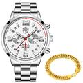 Deyros Uhren für Herren, Business-Luxus-Edelstahl-Quarz-Armbanduhr, modische Herren-Sportarmbanduhr, leuchtende Uhr