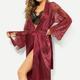 Damen Bademantel Morgenmantel Nächtlich Kimono aus Seide 1 pc Einfarbig Einfach Brautkleider schlicht Komfort Party Heim Hochzeitsfeier Satin Geschenk V Ausschnitt Langarm Spitze Gürtel inbegriffen