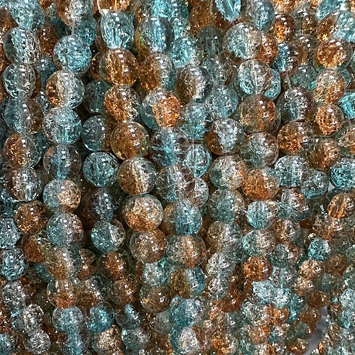 50 Stück 8 mm rissige Glasperlen für die Schmuckherstellung, Abstandsperlen, runde Form mit Rissen, lose Perlen für die Herstellung von Armbändern und Halsketten, geeignet für Heimwerkerarbeiten, Freundschaftsarmbänder, Ohrringe Image