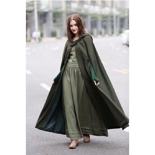 Damen Mantel Umhang / Umhänge Karnival Party Halloween Herbst Winter Lang Mantel Lockere Passform Windundurchlässig Stilvoll Vintage-Stil Schick Modern Jacken Ärmellos Feste Farbe Einfarbig Image