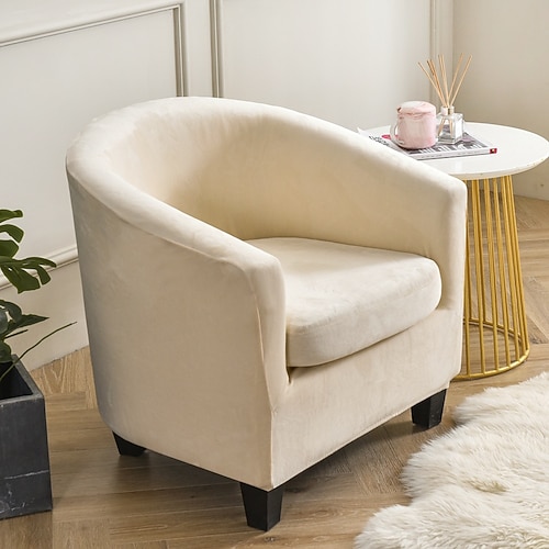 Samt-Clubsessel, Schonbezug für Fasssessel, Sesselbezug für Wannensessel, Couch-Möbelschutz mit Sitzkissenbezug, elastische Unterseite, weich, für Hotelbar, Theke, Wohnzimmer Image