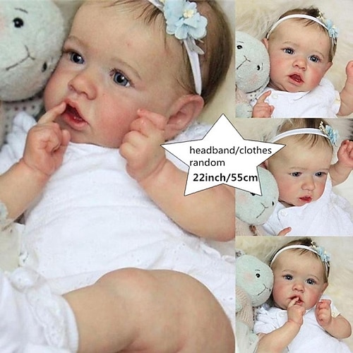 22 Zoll Reborn Puppe Baby Kleinkind Spielzeug Reborn Kleinkind Puppe Reborn Baby Puppe Junge Mädchen Reborn Baby Puppe Saskia Neugeborenes lebensecht Geschenk Handgemacht Ungiftiges Vinyl mit