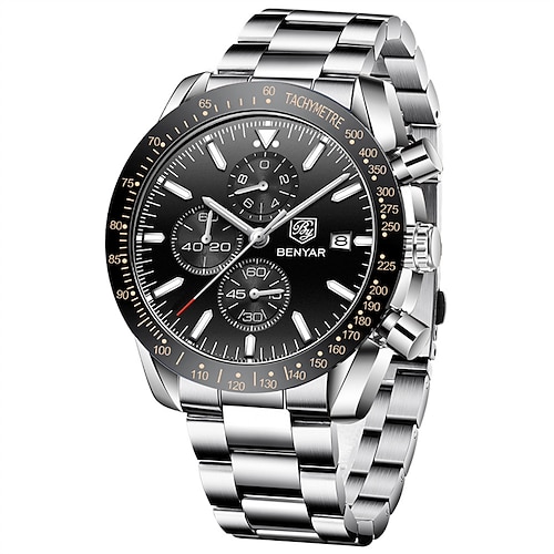 Herren Quarzuhren Chronograph Analog Quarz Bewegung Stilvolle Sport Designer Armbanduhr 30M Wasserdicht Elegantes Geschenkuhr für Männer Image