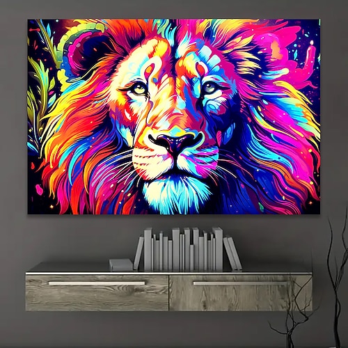 Tiere Wandkunst Leinwand bunte Löwen Drucke und Poster Porträtbilder dekorative Stoffmalerei für Wohnzimmer Bilder ohne Rahmen Image