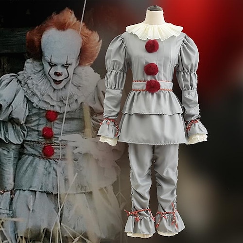 Karnevalskostüm Burlesque Clown Pennywise Karneval Cosplay Kostüm Partykostüm Es Outfits Gruseliges Kostüm Erwachsene Herren Damen Halloween Karneval Maskerade Leistung Party Einfaches Karnevalskostüm