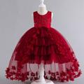 Baby Mädchen Party Kleid Feste Farbe Ärmellos Leistung Hochzeit Gitter Zip Kuschelig Prinzessin Baumwolle Polyester Asymmetrisch abendkleider Sommer Frühling Herbst 7-13 Jahre Weiß Champagner Rosa