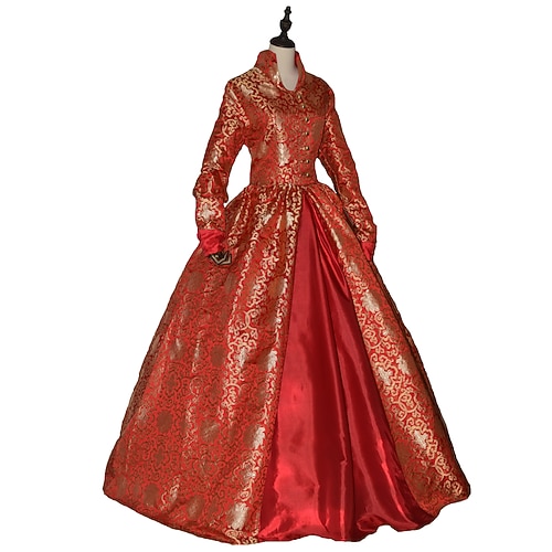 Rokoko Viktorianisch Renaissance Bodenlang Kleid Partykostüm Maskerade Übergröße Normal Puffärmel / Ballon Trompetenärmel Prinzessin Spitze Tüll Vintage Ballkleid V-förmiger Draht-Ausschnitt Kostüm Image