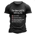 To Do Liste Fur Heute Casual Street Style Herren 3D-Druck T-Shirt T-Shirt Sport Outdoor Urlaub Ausgehen T-Shirt Schwarz Blau Braun Kurzarm Rundhalsshirt Frühling Sommerbekleidung