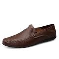 Herren Loafer Slip On Übergrössen Loafer fahren Leder-Loafer Sommer Loafer Vintage Geschäftlich Britisch Täglich Büro Karriere Leder Atmungsaktiv Tragen Sie Beweis Halbschuhe Hellbraun