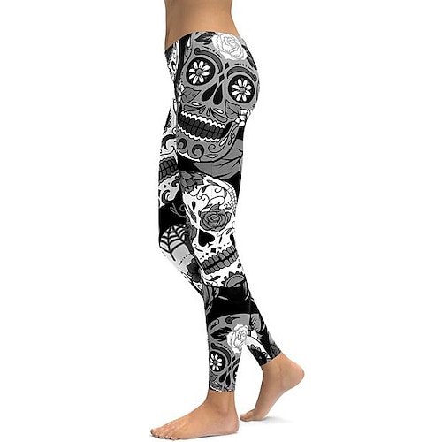 Retro Vintage Punk Gothic 1970er Leggings Trainingshose Totenkopf Schädel Kostüm Damen Halloween Karneval Maskerade Party / Abend Junggesellinnenabschiedsparty Erwachsene Hose