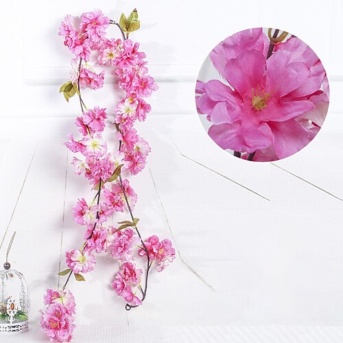Sakura-Rattan-Simulationsblume, Seidenblumenform, Hochzeitsdekoration, Dekoration für Zuhause, künstliche Blumen für Hochzeit, Bogen, Garten, Wand, Zuhause, Party, Hotel, Büro, Dekoration Image