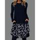 Damen Übergröße Arbeitskleidung Casual kleid Elegant winterkleider damen Täglich Minikleid Bedruckt Rundhalsausschnitt Langarm Blumen Geometrisch Lockere Passform Weiß Hellgrün Rote Frühling Herbst L