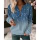 Damen Zip Up Sweatshirt Sweatshirt Pullover Zur Seite fahren Blumen Schmetterling Casual Sport Viertel Postleitzahl Denim Blue Weiß Marineblau Elegant Vintage Modisch Troyer Halber Reißverschluss