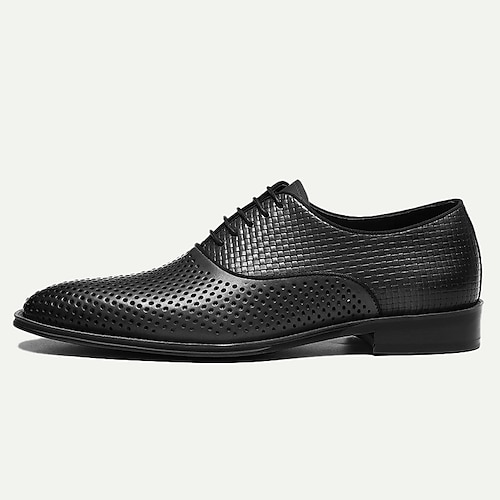 Herrenschuhe aus perforiertem braunem Leder, elegante Oxford-Schnürschuhe Image