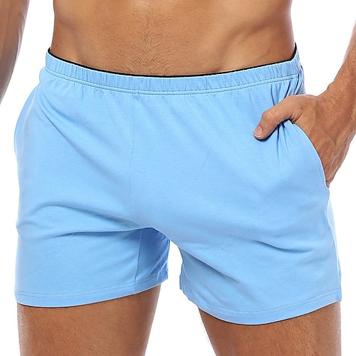 Herren Sweatshorts Kurze Hose Unterwäsche Shorts Einfarbig Atmungsaktiv Weich Kurz Heim Täglich Basic Brautkleider schlicht Schlank Schwarz Weiß Mikro-elastisch Image