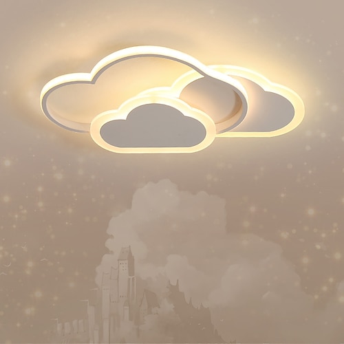 led deckenleuchten farbe wolkenförmig dimmbar kinderzimmer unterputz deckenleuchte metall holz babyzimmer leuchte für jungen mädchen zimmer kinderzimmer 110-220v (17,6 ) Image