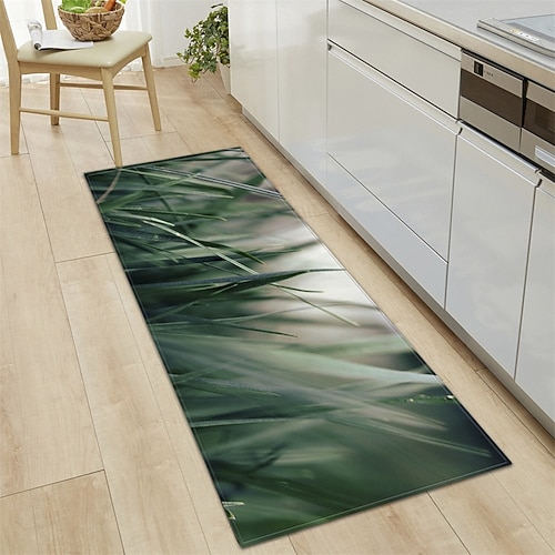 Teppich mit Pflanzen- und Blumenmuster, Küchenmatte, rutschfeste, ölbeständige Bodenmatte, Wohnzimmerteppich, Innen- und Außenmatte, Schlafzimmerdekoration, Badezimmermatte, Eingangsteppich, Türmatte Image