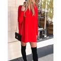 Damen Pullover Kleid Pullover Rollkragen Gerippt Stricken Polyester überdimensional Herbst Winter Outdoor Täglich Festtage Stilvoll Brautkleider schlicht Weich Langarm Feste Farbe Schwarz Weiß Rote S