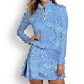 Damen poloshirt Denim Blue Rosa Blau Langarm Sonnenschutz Shirt Blumen Herbst Winter Damen-Golfkleidung, Kleidung, Outfits, Kleidung