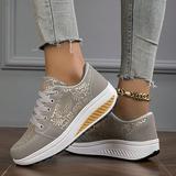 Damen Turnschuhe Übergrössen Plattform-Turnschuhe Komfort Schuhe Outdoor Täglich Sommer Winter Plattform Flacher Absatz Runde Zehe Modisch Sport Brautkleider schlicht Rennen Wanderschuhe PU
