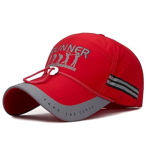 Herren Cap Basecap Kappe Schwarz Rote Polyester reflektierende Streifen Reise Strand Design Outdoor Urlaub Glatt Einstellbar Windundurchlässig Image
