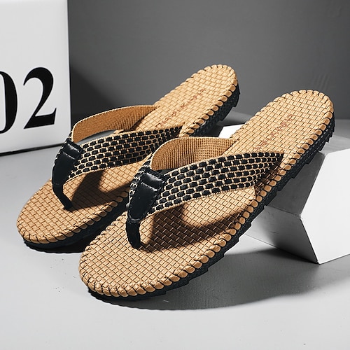 Rutschfeste Flip-Flops aus Webstoff für Herren mit gepolsterter Sohle – atmungsaktive, lässige Strandsandalen für Sommer, Reisen und den Alltag Image