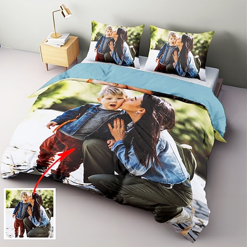 Personalisierte Foto-Bettwäsche Bettbezug Beste Abschlussgeschenk Bedrucktes Bettwäsche-Set Maßanfertigung Schlafzimmer Feiertagsgeschenk für Freunde Liebende Image