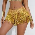 Damen Rock Glitzernder Rock Mini Niedrige Taillenlinie Röcke Pailletten Quaste Einfarbig Leistung Party Sommer Polyester Modisch Sexy Silber Schwarz Golden Rote