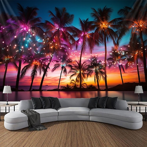 Strandbeleuchtung hängende Wandteppich-Wandkunst, große Wandteppich-Wanddekoration, Fotografie-Hintergrund, Decke, Vorhang, Zuhause, Schlafzimmer, Wohnzimmer, Dekoration Wandtuch XXL Natur Image