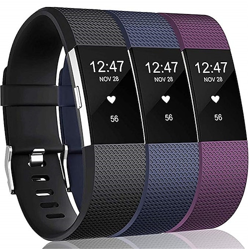 3 Stücke Smartwatch-Band für Fitbit Charge 2 Silikon Smartwatch Gurt Weich Atmungsaktiv Sportarmband Ersatz Armband Image