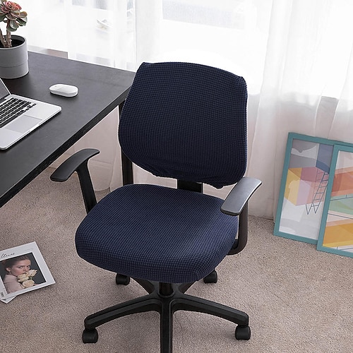 Stuhlbezug für Computer und Büro, Stretch, drehbar, Gaming-Sitzbezug, Jacquard, elastisch, grün/blau, Staubschutz, Sitzbezug, weich, langlebig, waschbar Image