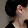 einzelne Ohrringe der europäischen Art und Weise Rhinestonetroddelkette lange Troddelohrclip-Ohrstulpe