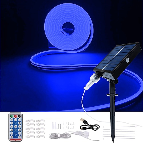 Halloween Neon Licht mit Solar LED Licht mit SMD2835 Fernbedienung 8-Modus Farbwechsel USB Aufladung 1000mAh IP67 wasserdicht Außen Dekoration automatische Zeitsteuerung Image