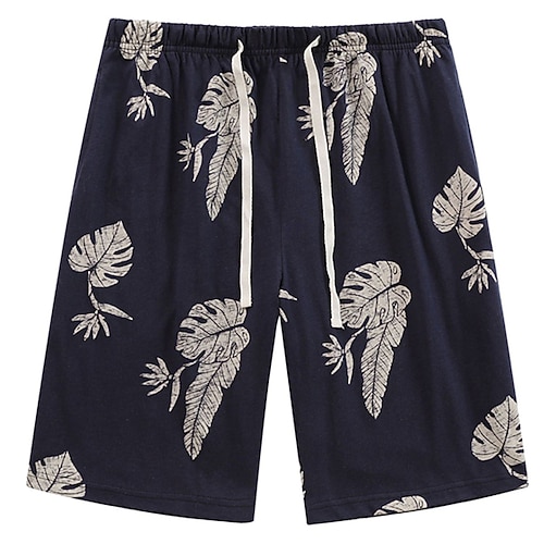 Herren Hausanzug Pyjama-Shorts Tier Grafik-Drucke Brautkleider schlicht Komfort Heim Täglich Bett Baumwolle Atmungsaktiv Weich Elastische Taille Sommer Frühling Wasserblau Schwarz Image
